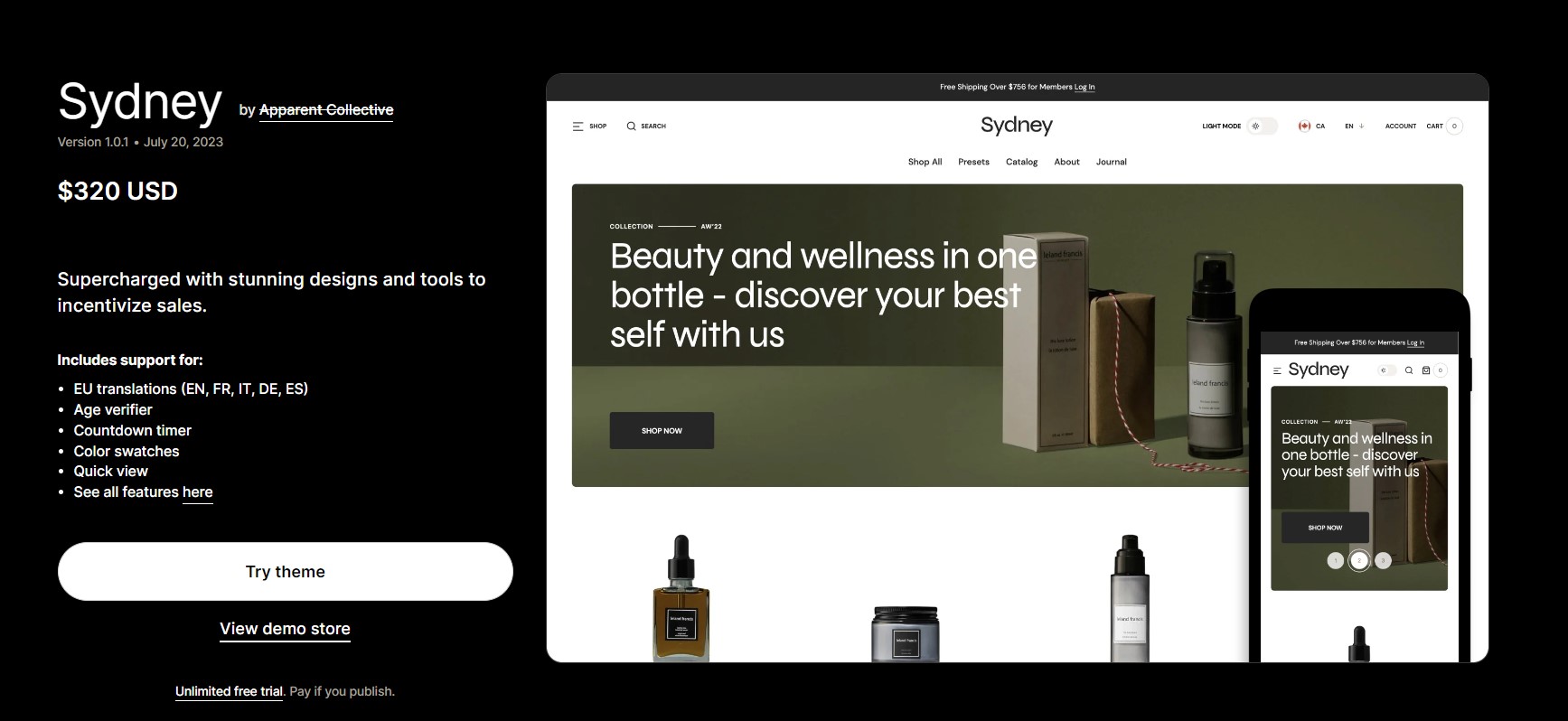 Sydney shopify theme